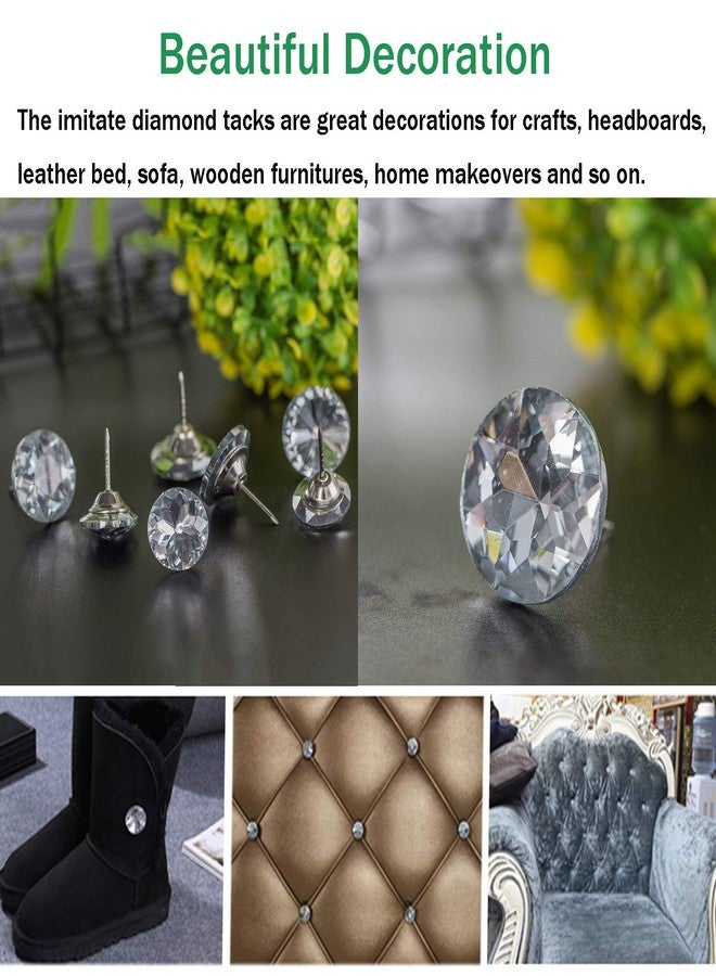 Together-life 30 Pieces Rhinestone Crystal Buttons Diamond Crystal Upholstery Nails Tacks Sofa Bed Headboard Sew Buttons Decorative Push Pins for Sewing Wall DIY Crafts Decoration - Image 2