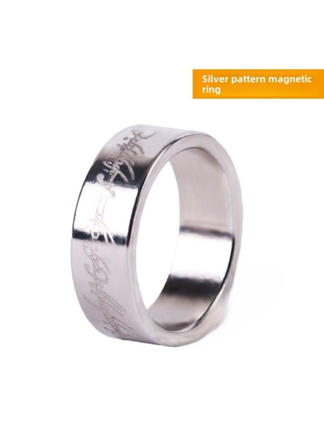 Black Ring Magnetic Ring Silver Magnetic Ring Pattern Magnetic Ring Magnet Ring Strong Magnetic Ring Magic Props-Color:Black Circle Magnetic Ring (Medium)  - Image 5