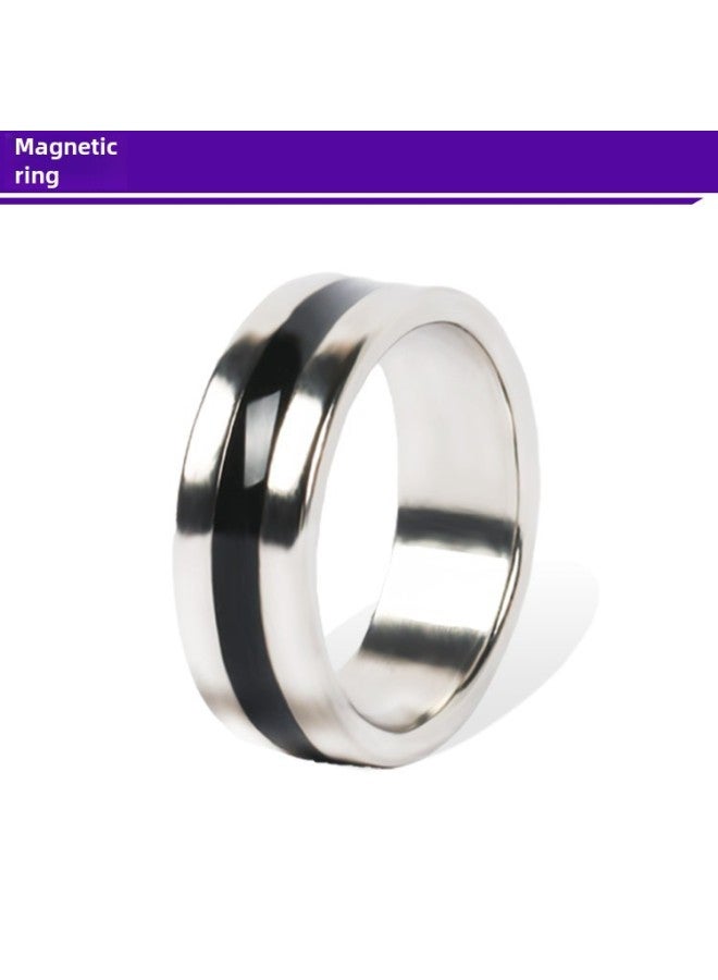 Black Ring Magnetic Ring Silver Magnetic Ring Pattern Magnetic Ring Magnet Ring Strong Magnetic Ring Magic Props-Color:Black Circle Magnetic Ring (Medium)  - Image 2