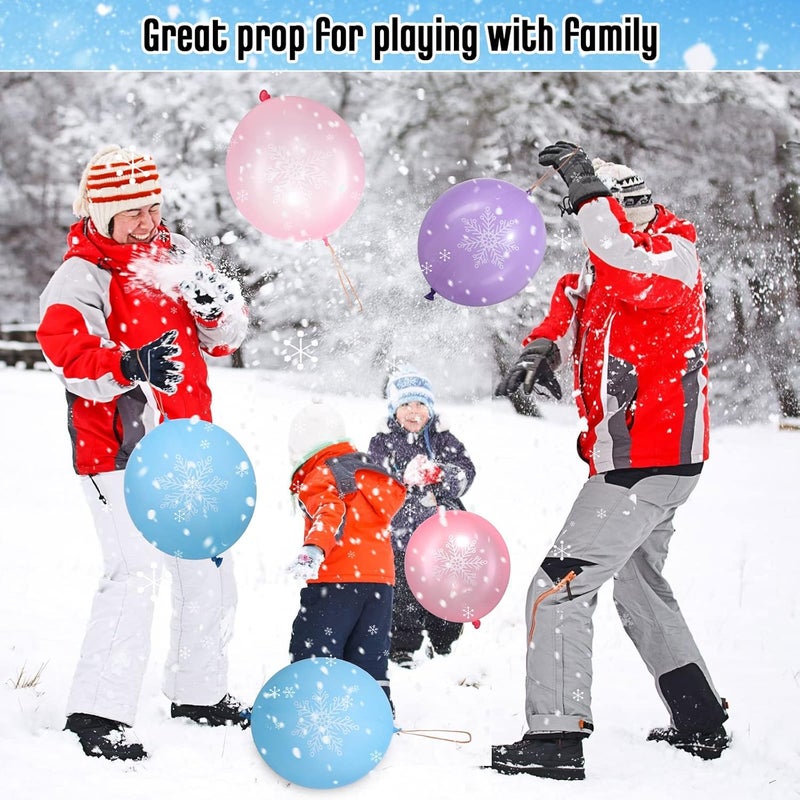 Leitee 36 Pcs 18 Inch Snowflake Punch Balloons Winter Theme Party Favors Carnival Prize Bounce Punching Balloons with Rubber Band Handle for Birthday Party Daily Game School - Image 3
