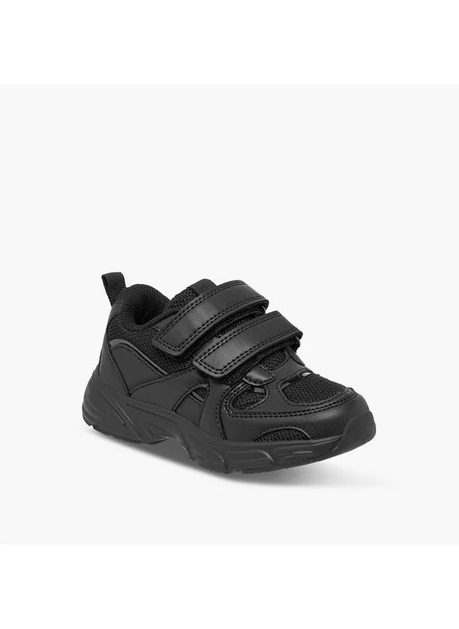 جونيورز Boys Panelled School Shoes with Hook and Loop Closure