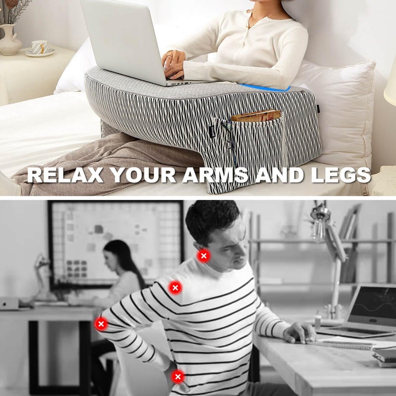 cooloo8 Reading Pillow for Lap, Extra Large Arm Rest Pillow for Adult, Memory Foam Lap Desk Pillow for Reading, Working, Crocheting, Playing Steam Deck Switch or Sitting in Bed Couch(Ash Grey) - Image 5
