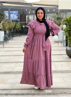 Cashmere Gathered Cuffs & Chest Long Lined Dress