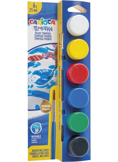 carioca Tempera Watercolour Super Washable Brush 25 ml 6 Colours 40433 