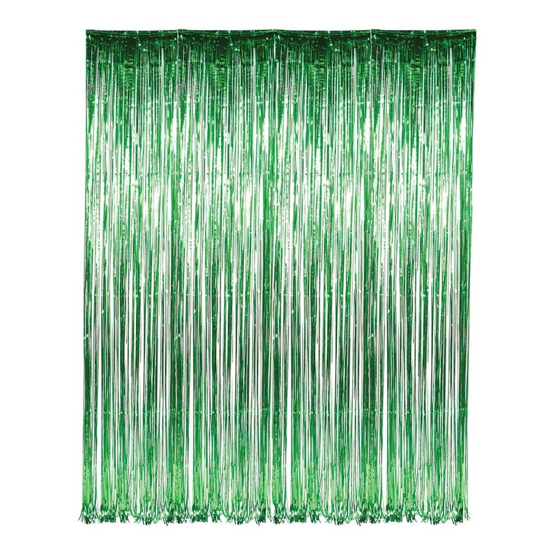 Rhode Island Novelty 1 X 3 ft x 8 ft Green Tinsel Foil Fnge Door Window Curtain Party Decoration