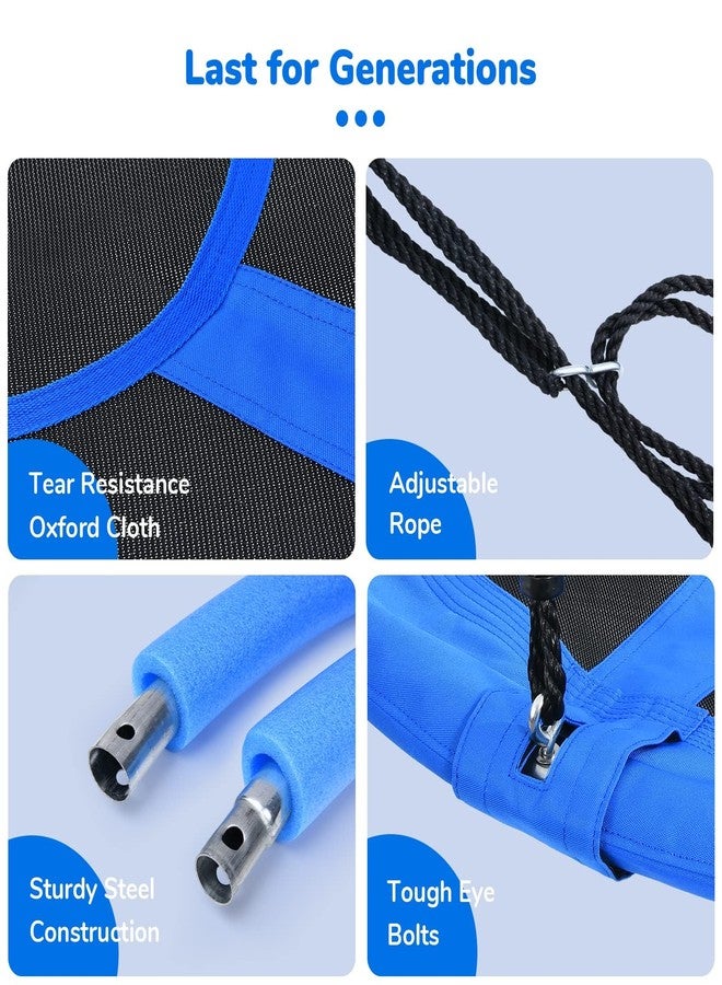 Trekassy 700lbs 40" Round Tree Swing with Handles for Kids Adults 900D Oxford Waterproof 2pcs Tree Hanging Straps Blue - Image 4