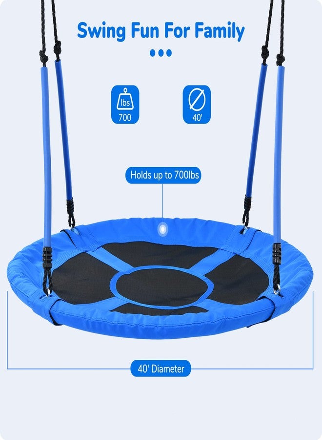 Trekassy 700lbs 40" Round Tree Swing with Handles for Kids Adults 900D Oxford Waterproof 2pcs Tree Hanging Straps Blue - Image 3