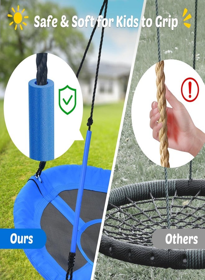 Trekassy 700lbs 40" Round Tree Swing with Handles for Kids Adults 900D Oxford Waterproof 2pcs Tree Hanging Straps Blue - Image 2