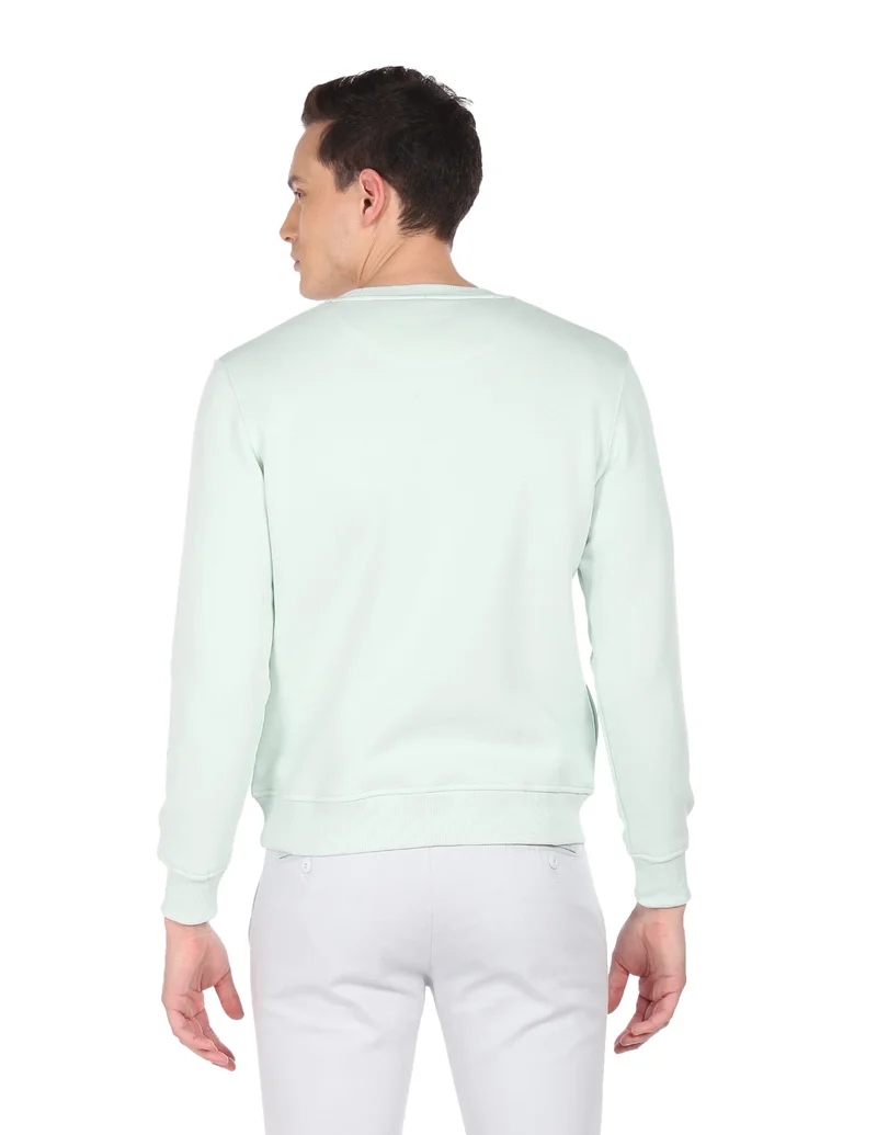 Arrow Light Green Solid Crew Neck Sweat Shirt for Men | Best Price UAE