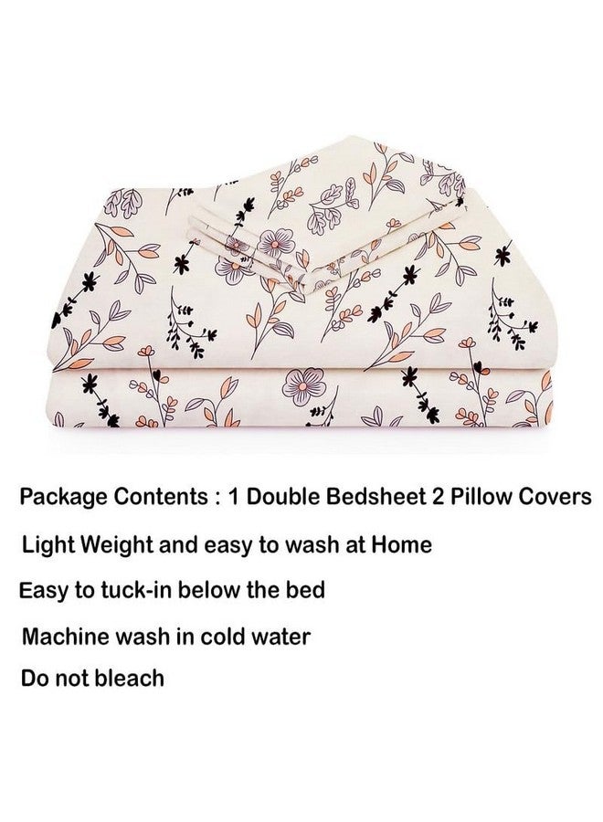 BSB HOME BSB HOME Premium 100% Cotton 200 TC Flat Double Bed Bedsheets for Summer Breathable | Wrinklefree (Size-220 x 230 Cm) with 2 Pillow Covers (Size-18 X 28 Inches, Off White)  - Image 5