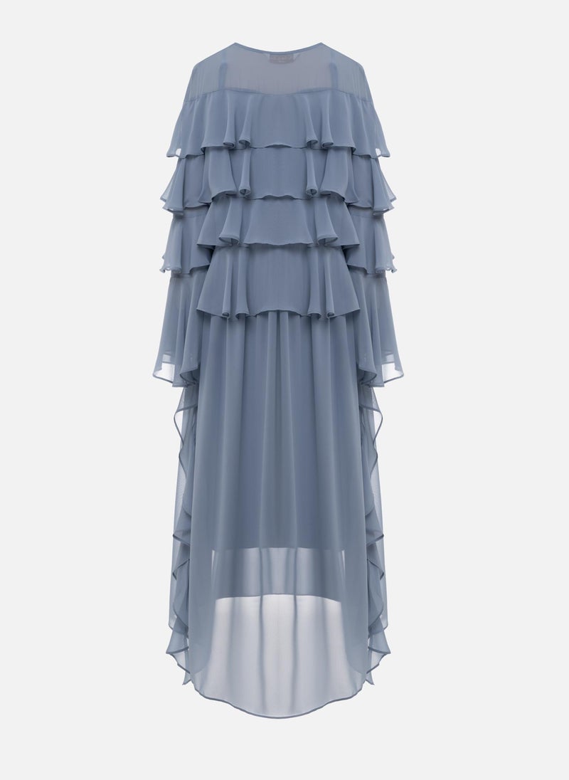 Lichi Airy maxi dress with ruffles on the bodice and matching ties - Image 3