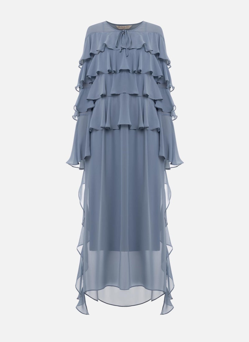 Lichi Airy maxi dress with ruffles on the bodice and matching ties - Image 2