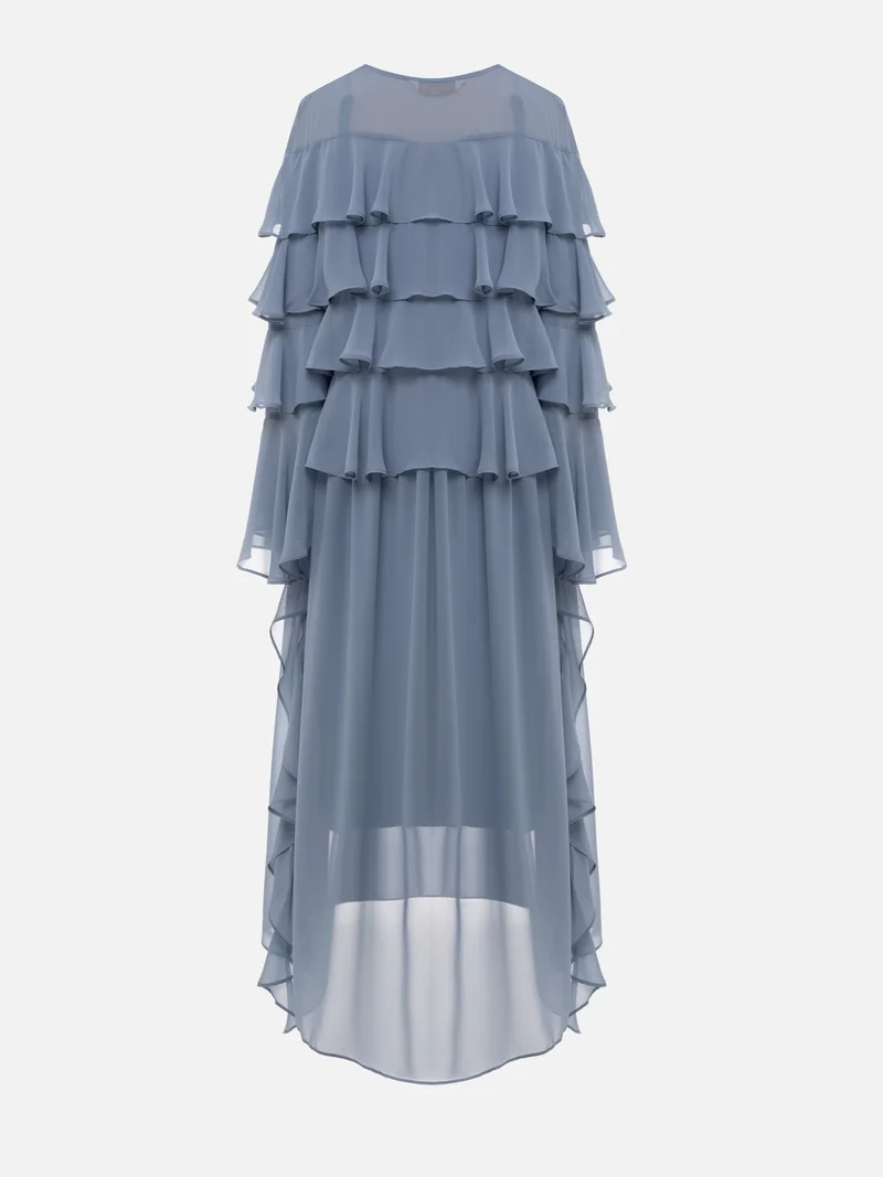 Lichi  Airy maxi dress with ruffles on the bodice and matching ties for Women | Best Price UAE
