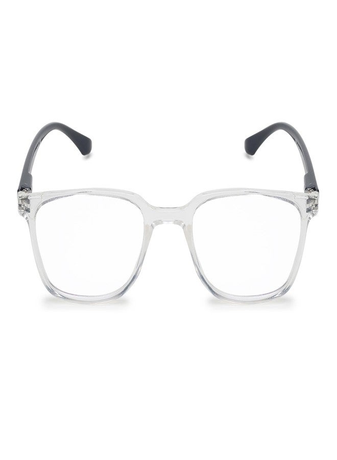CRIBA Transparent Square Reading Glass Computer Blue Cut Power +0.50+0.75+1.00+1.25+1.50+1.75+2.00+2.25+2.50+2.75+3.00 for Eye Protection from Laptop/Mobile Screen for Men & Women - C (+3.00) - Image 1