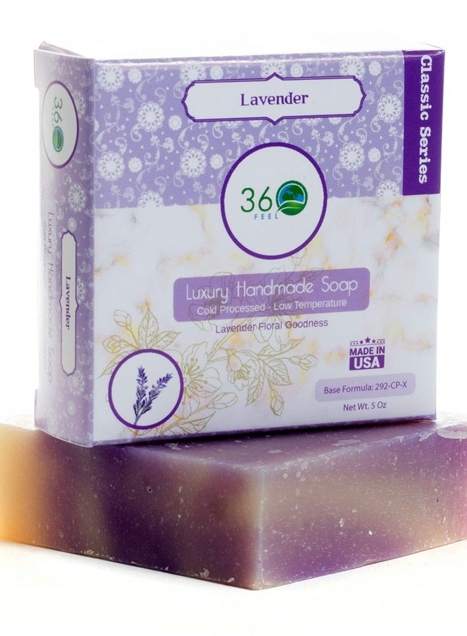 360Feel Lavender Soap -5oz Castile Handmade Soap bar - Lavender floral fragrance - Pure Lavender Essential Oil Natural Soaps- Great as Anniversary Wedding Gifts Christmas stocking stuffer - Image 2