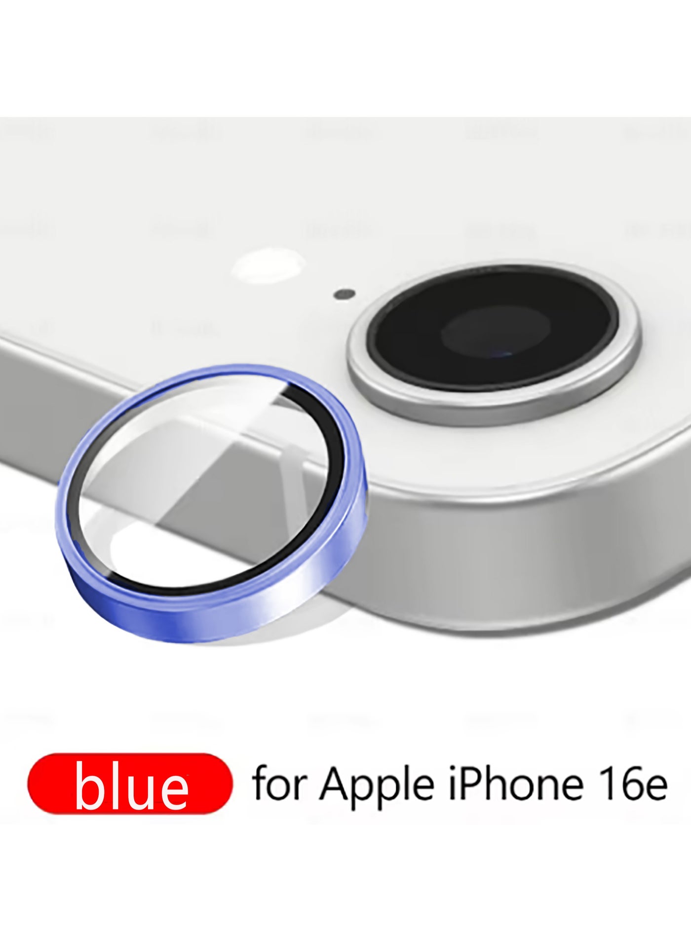 Compatible for iPhone 16e/SE4 Camera Lens Protector, One-Step Installation Tray Individual Metal Ring Tempered Glass Cover CD Pattern Case Friendly - Blue