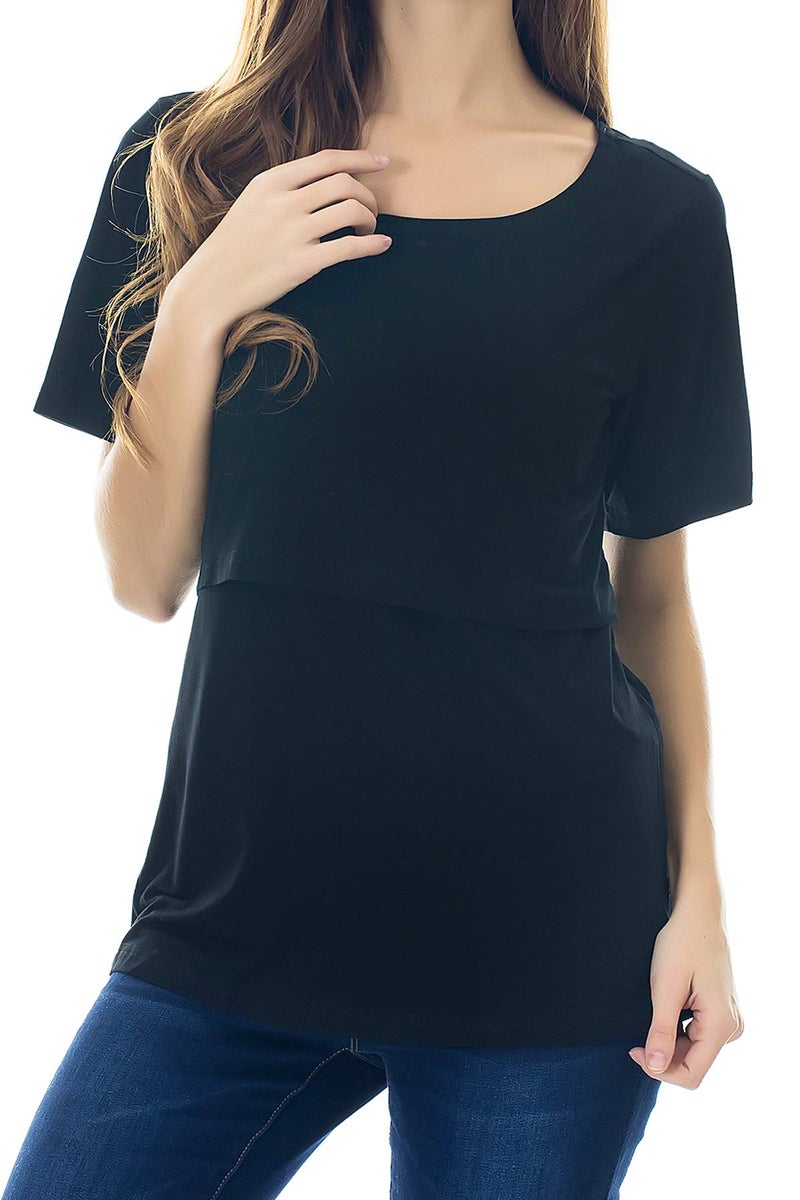 Smallshow 3 Pcs Maternity Nursing T-Shirt Nursing Tops White Stripe-Black-Grey XX-Large - Image 5