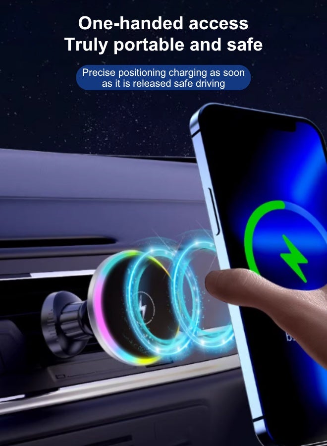 Qi2/Magsafe 15W Air Vent Car Wireless Charger - Strong Hook Clip Mount For Iphone 16/15 Pro Max 360° Adjustable, No-Slip Grip, Aluminum Alloy + Cooling Fan, Fast Charging & Stable Fit (Black)  - Image 4
