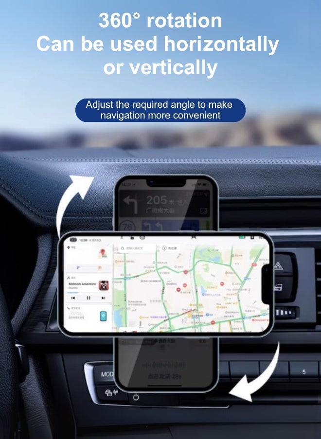 Qi2/Magsafe 15W Air Vent Car Wireless Charger - Strong Hook Clip Mount For Iphone 16/15 Pro Max 360° Adjustable, No-Slip Grip, Aluminum Alloy + Cooling Fan, Fast Charging & Stable Fit (Black)  - Image 3