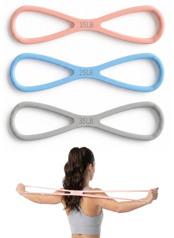 Waaqkid Figure 8 Resistance Band, 3pcs 15&25&35 Lbs Silicone Arm Posture Resistance Bands with Non-Slip Handles for Full Body Workout - Image 1