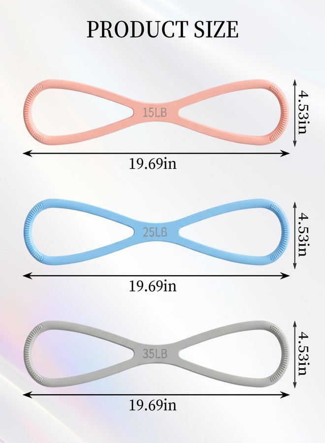 Waaqkid Figure 8 Resistance Band, 3pcs 15&25&35 Lbs Silicone Arm Posture Resistance Bands with Non-Slip Handles for Full Body Workout - Image 2