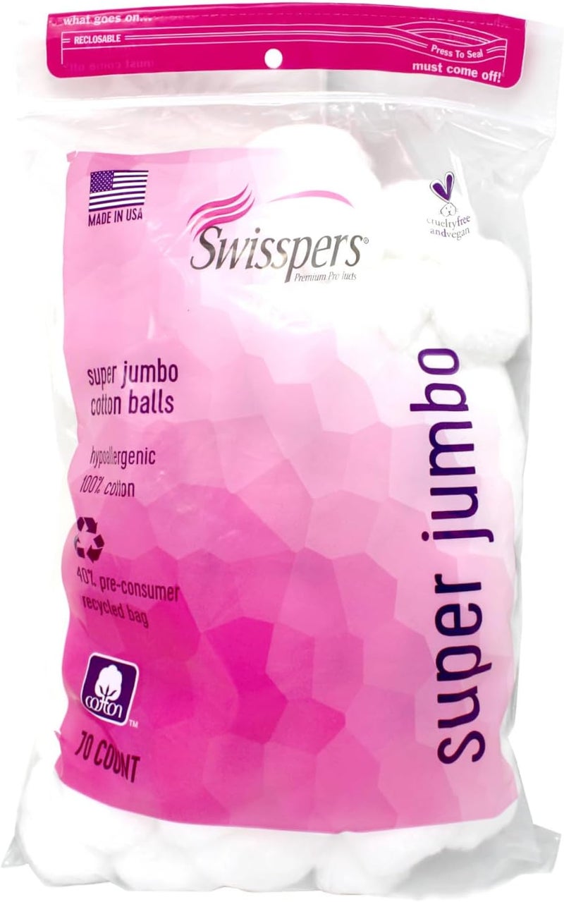 Swisspers Super Jumbo Cotton Balls 70 ea (Pack of 10)10 - Image 1