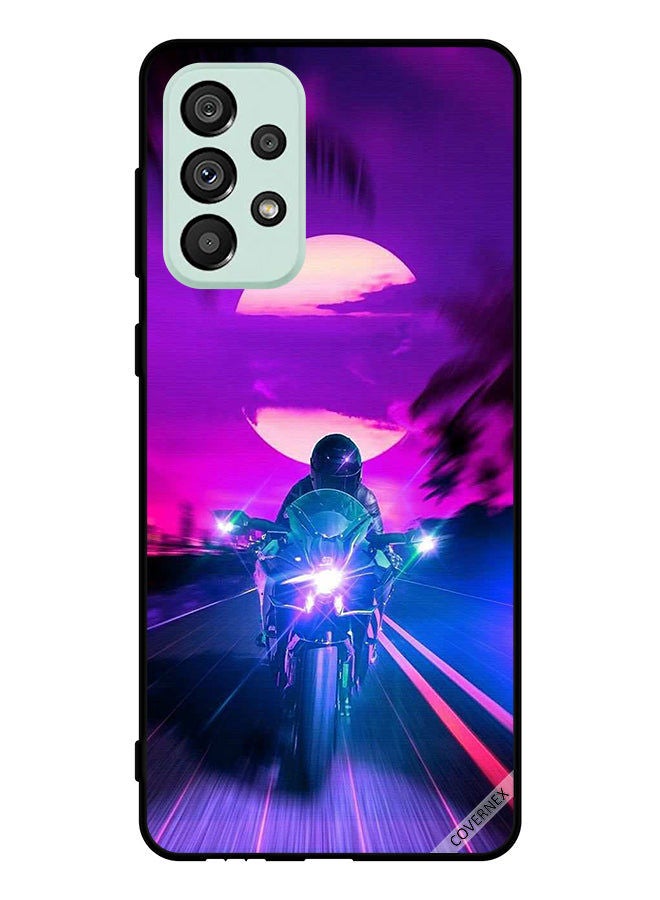 Covernex Protective Case Cover For Samsung Galaxy A73 5G Biker Leaving Moon Behind - Image 1