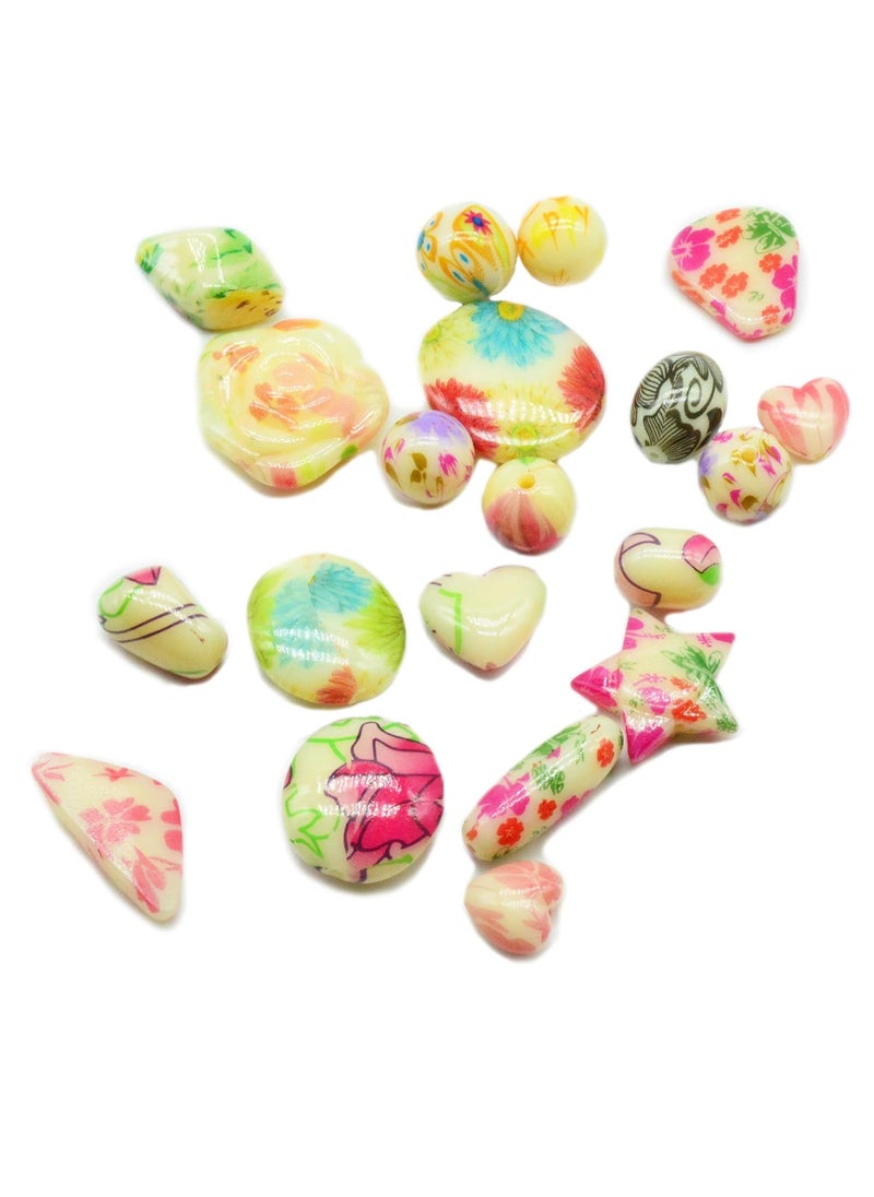 GOELX Goelx Multicolor Fluorescent Acrylic Big Random Sized Beads for Necklace, Bracelet, Jewelry Making & Other Craft Works - Pack of 20 Beads  - Image 1
