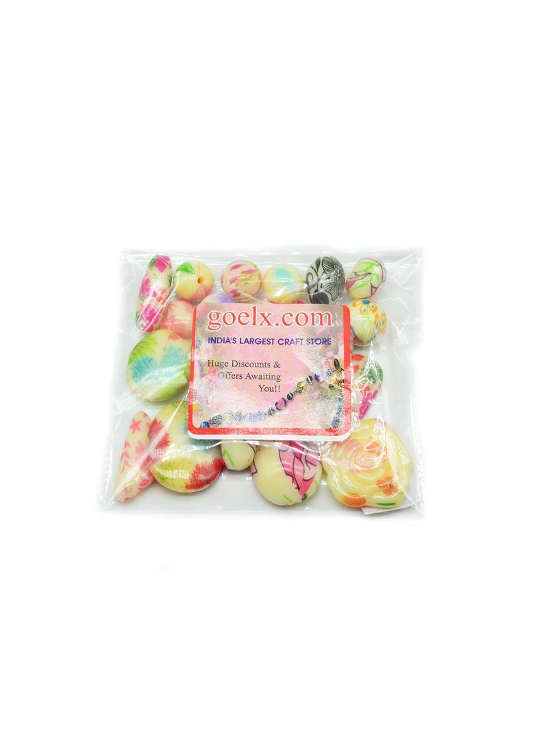 GOELX Goelx Multicolor Fluorescent Acrylic Big Random Sized Beads for Necklace, Bracelet, Jewelry Making & Other Craft Works - Pack of 20 Beads  - Image 2