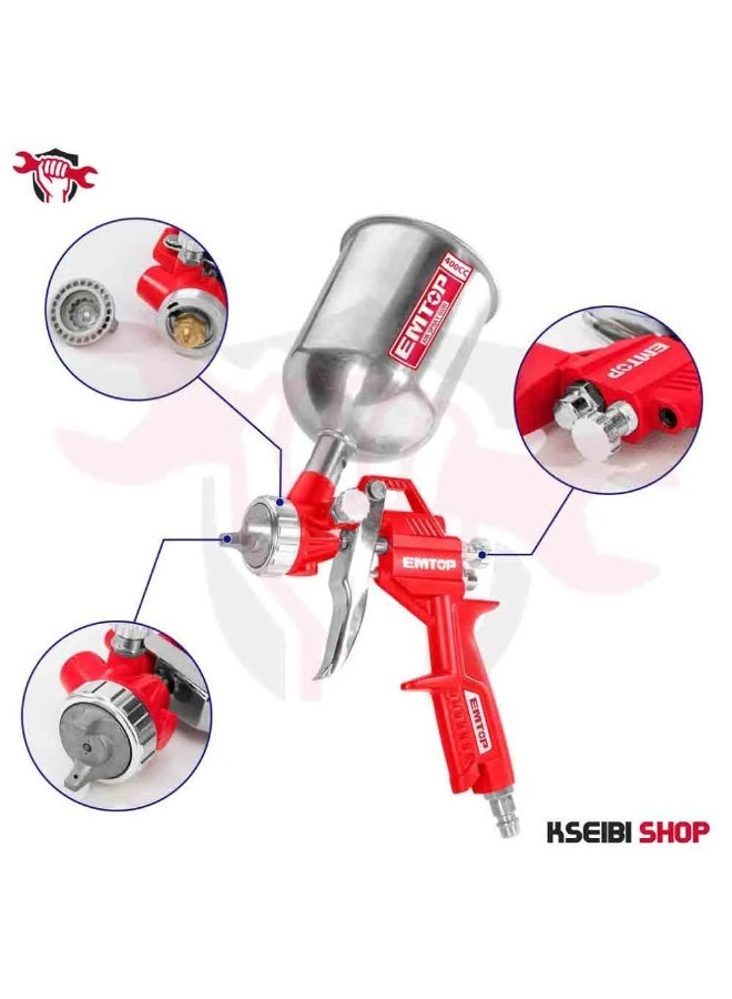 EMTOP EMTOP Professional Reverse Paint Spray Gun - 400cc Capacity Precise spraying, optimal performance for base coats  - Image 5