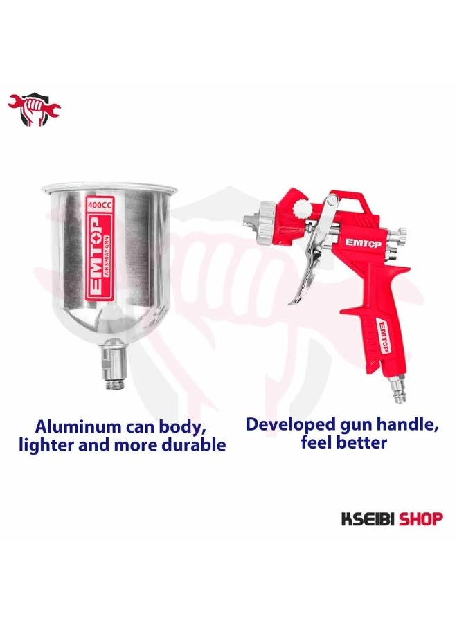 EMTOP EMTOP Professional Reverse Paint Spray Gun - 400cc Capacity Precise spraying, optimal performance for base coats  - Image 4