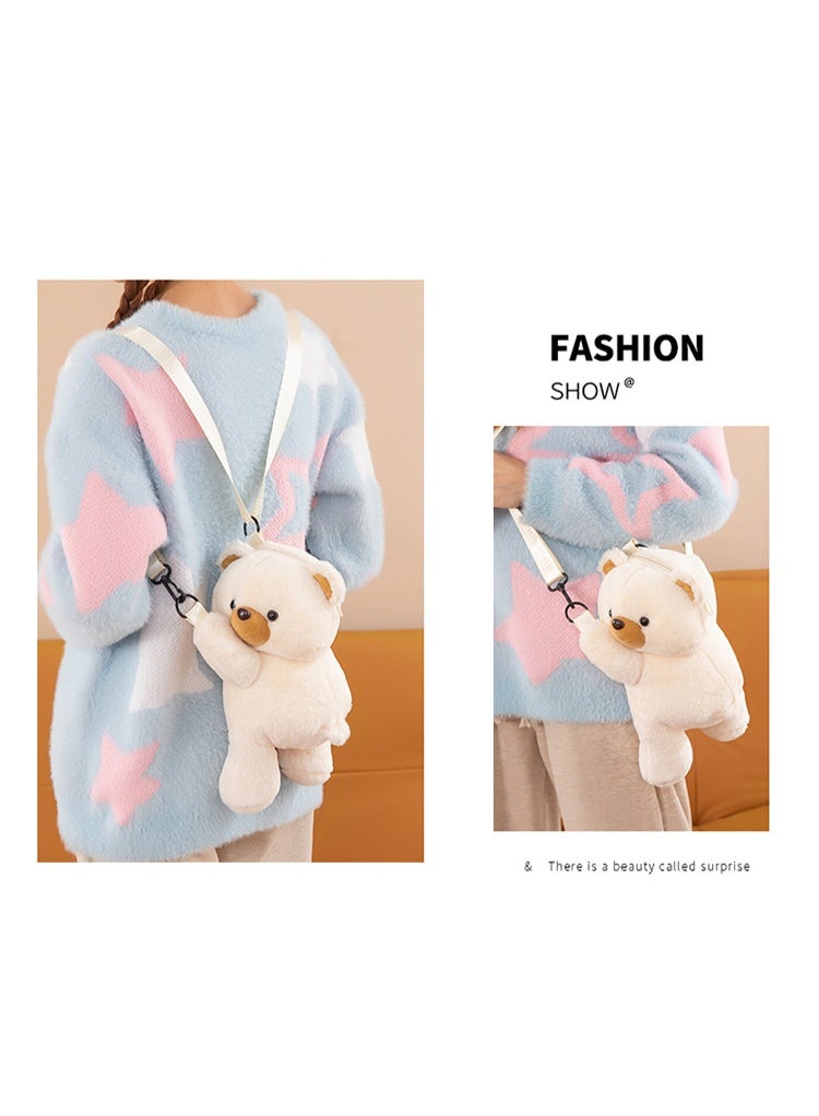 حقيبة دب لطيف محشوة بحجم 30 سم - حقيبة قابلة للارتداء بالكتف أو بشكل مائل، هدية عيد ميلاد للصديقة الحميمة، مفاجأة للأطفال - Image 4