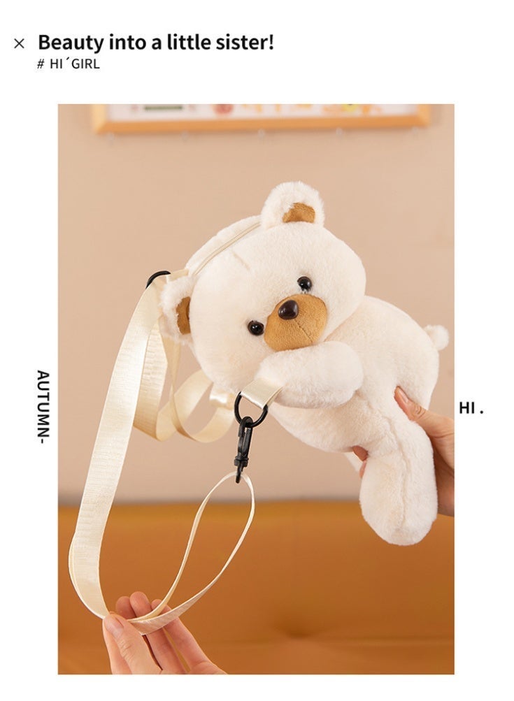 حقيبة دب لطيف محشوة بحجم 30 سم - حقيبة قابلة للارتداء بالكتف أو بشكل مائل، هدية عيد ميلاد للصديقة الحميمة، مفاجأة للأطفال - Image 2