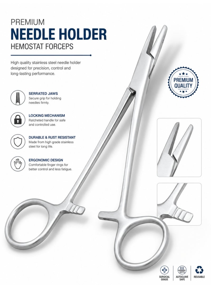 TNM Stainless Steel Hemostat Forceps with Serrated Jaws & Ratchet Lock for Precision Gripping - Image 2