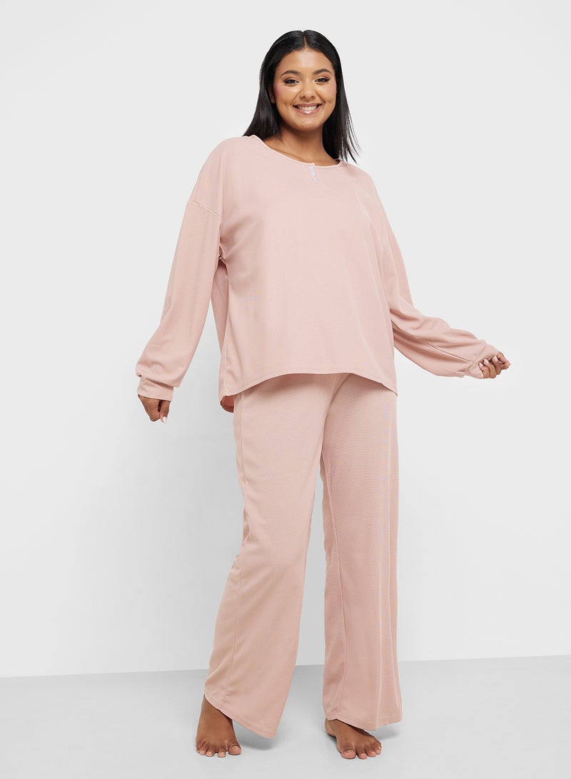 Ginger Plus Ribbed Long Sleeve Pyjama Set  - Image 5