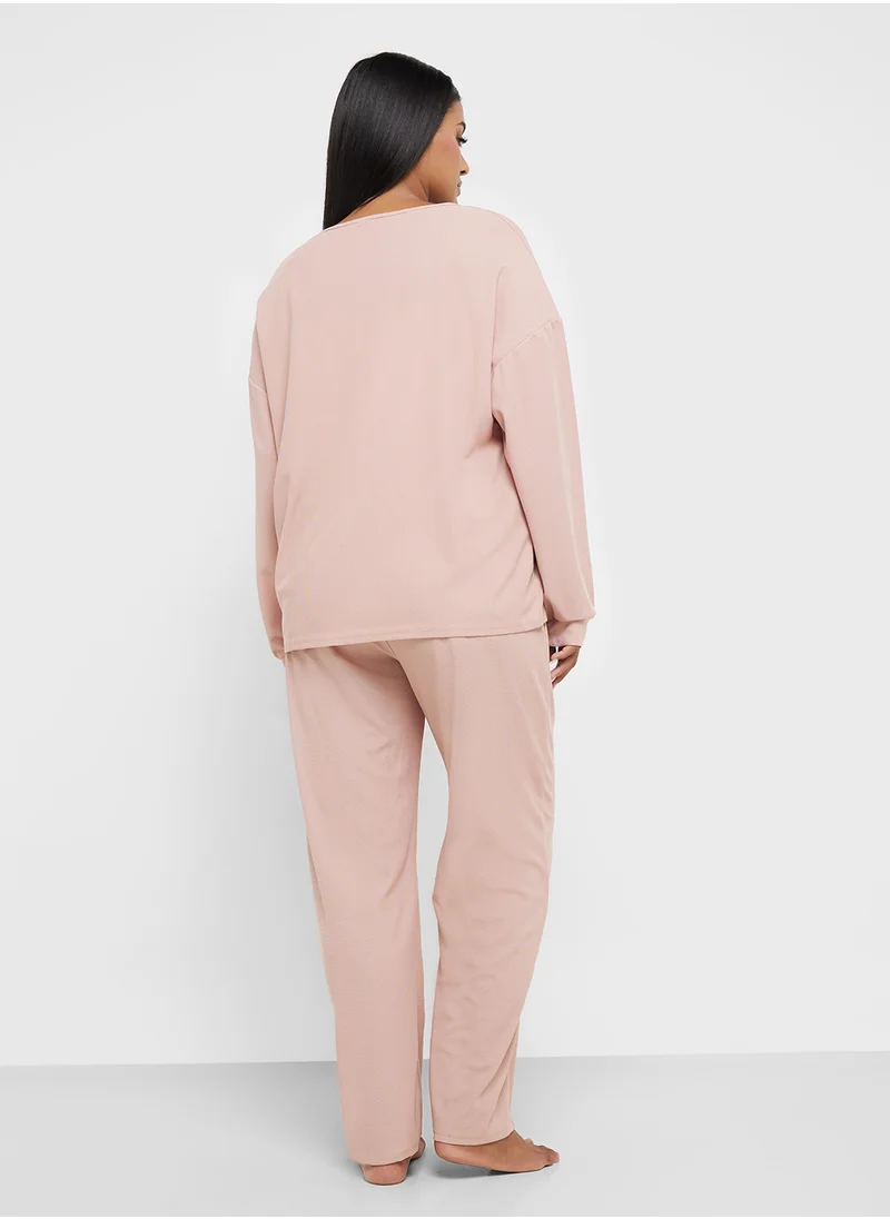 جينجر بلس Ribbed Long Sleeve Pyjama Set