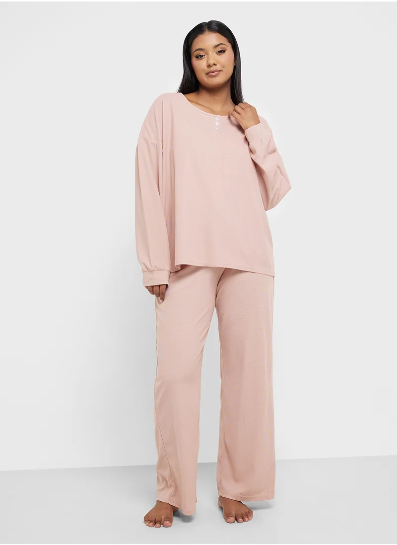 جينجر بلس Ribbed Long Sleeve Pyjama Set