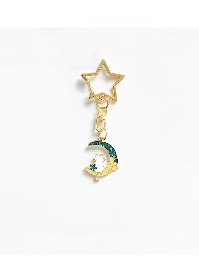 سلسلة مفاتيح مكونة من قطعتين - سلسلة مفاتيح للأزواج - سلسلة مفاتيح على شكل نجمة قمر حلم - سلسلة مفاتيح على شكل قطة - أنيقة وفريدة من نوعها - Image 3