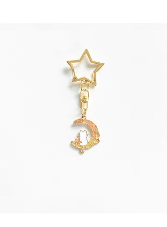 سلسلة مفاتيح مكونة من قطعتين - سلسلة مفاتيح للأزواج - سلسلة مفاتيح على شكل نجمة قمر حلم - سلسلة مفاتيح على شكل قطة - أنيقة وفريدة من نوعها - Image 4