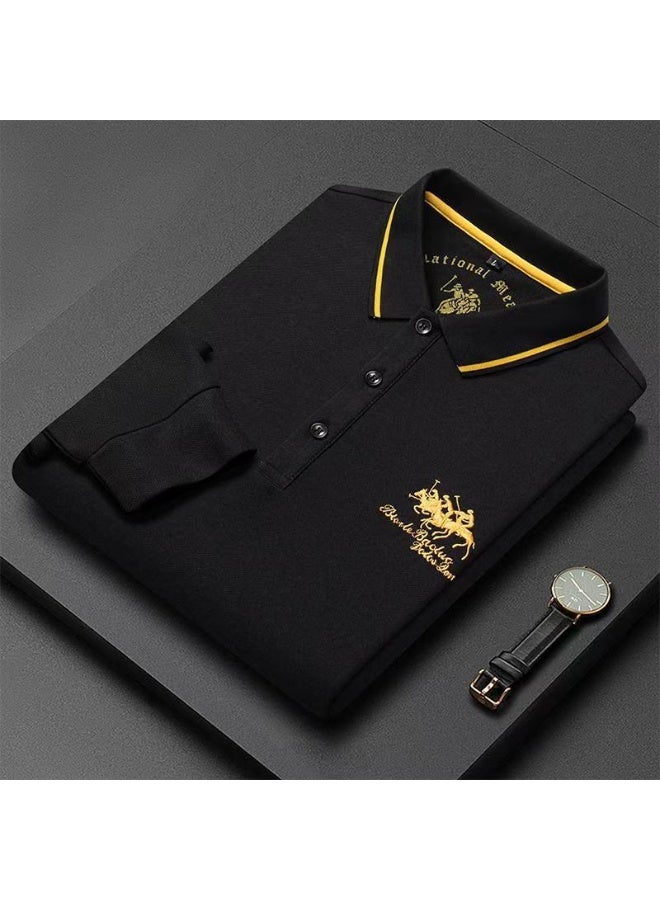 POLO Embroidered Pure Cotton Hot Selling Men's Polo Shirt  Autumn And Winter Long Sleeved Breathable Casual Slim Fit Top - Image 1