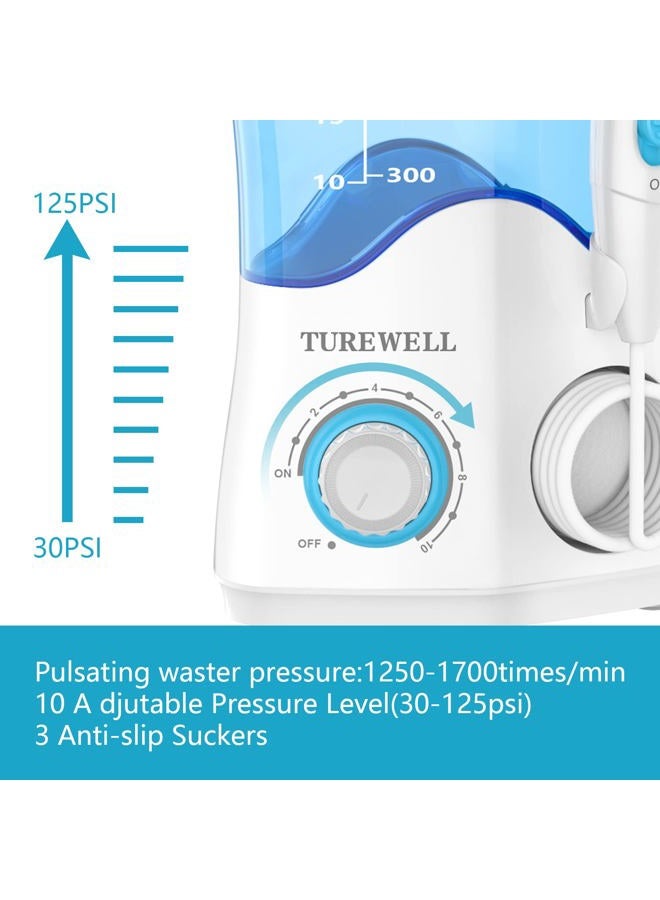 TUREWELL Water Dental Oral Irrigator for Teeth/Braces,10 Pressure Levels Water Teeth Cleaner 8 Water Jet Tips for Family, 600ML Electric Dental Flosser Pick for Tooth Cleaning (White) - Image 5