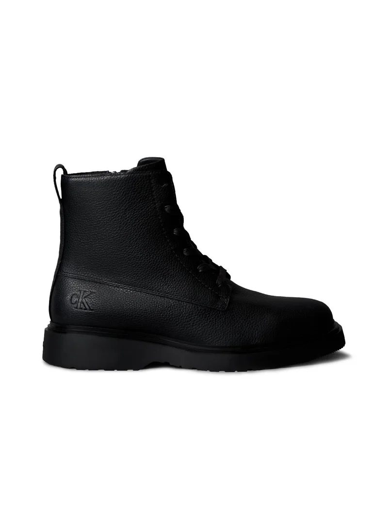 Calvin Klein Jeans Tumbled Leather Lace-Up Zip Boots