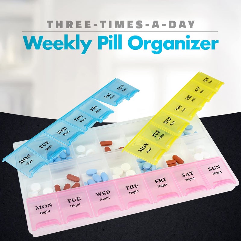 MEDca Weekly Pill Organizer - 21 Day Pill Planners for Pills Vitamins & Medication, 3 Times-a-Day Medication Reminder Boxes, Easy to Read & Travel Friendly - Image 2