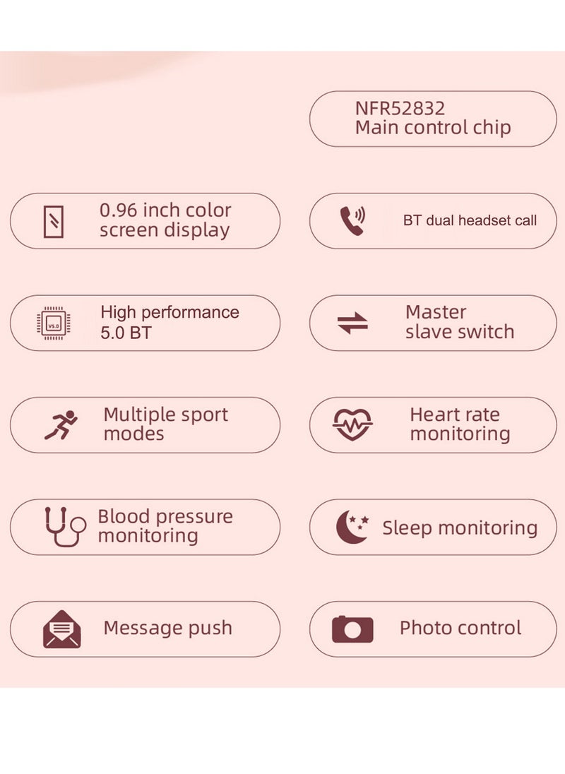 Generic - 2-In-1 Smart Watch TWS Earbuds Fitness Tracker True Wireless BT5.0 Headphones Pedometer Calorie Counter Activity Tracker Smart Bracelet Wrist Band Heart Rate Blood Pressure Sleep Monitor - Image 1