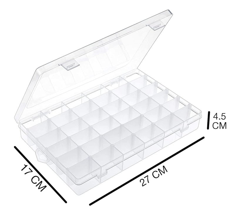 NYALKARAN 36 Grids Plastic Organizer Box with Adjustable Dividers Clear Storage Container for Jewelry Beads Crafts Screws Nails Small Parts DIY Projects 36 GRID PLASTIC STORAGE BOX PACK OF 2 - Image 3