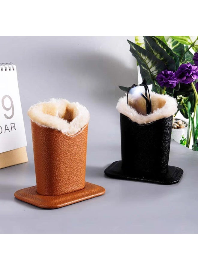 Pack of 1 Plush Lined Glasses Holder Stand Protective Glasses Case for Desks or Nightstands - Image 5