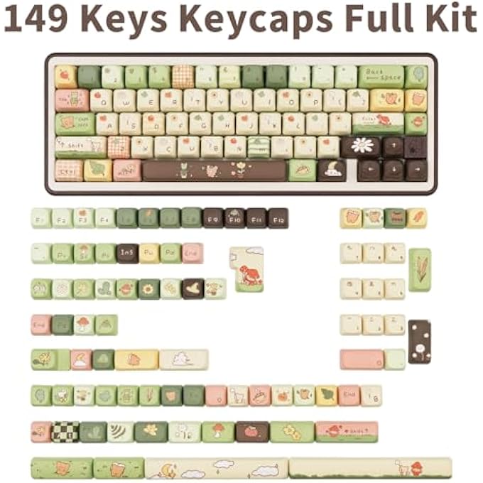 rayihni CUTE KEYCAPS, THICK PBT KEYCAP FOA PROFILE, 149 KEYS KEYBOARD KEYCAPS, DYE-SUBLIMATION KEYCAP SET COMPATIBLE WITH 60% 75% 96% 100% CHERRY GATERON MX SWITCHES MECHANICAL GAMING KEYBOARD - Image 2
