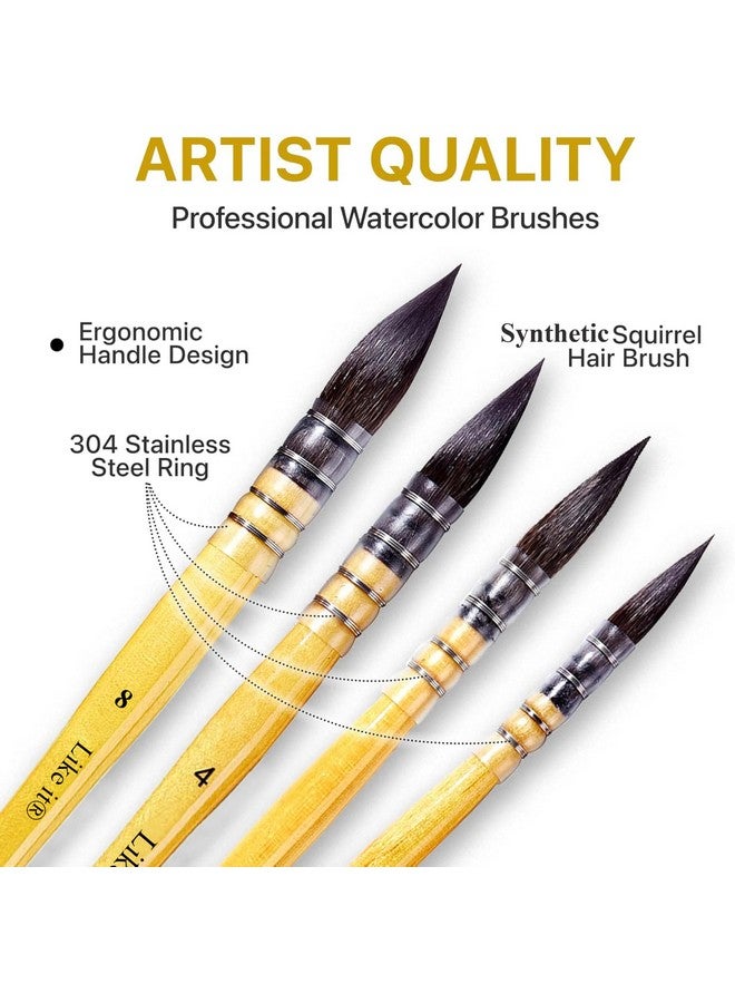 Like-It Like it Artists Professional Black Synthetic Hair MOP Brush Set | Set of 4 (Sizes 0, 2, 4, 8) | Ideal for Watercolor,Acrylic,Gouache Painting, Ergonomic Handle Design (Brown Mops) - Image 4