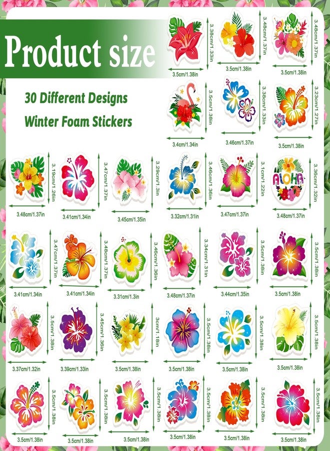 HOWAF 300pcs Hibiscus Foam Stickers, Hawaii Flower Hibiscus Flowers Aloha Foam Self-Adhesive Stickers for Summer Tropical Luau Decor, Hawaii DIY Crafts Sticker Floral Decals - Image 2
