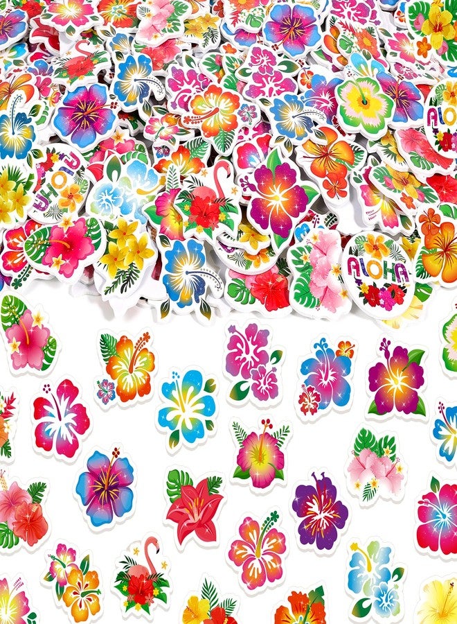 HOWAF 300pcs Hibiscus Foam Stickers, Hawaii Flower Hibiscus Flowers Aloha Foam Self-Adhesive Stickers for Summer Tropical Luau Decor, Hawaii DIY Crafts Sticker Floral Decals - Image 1